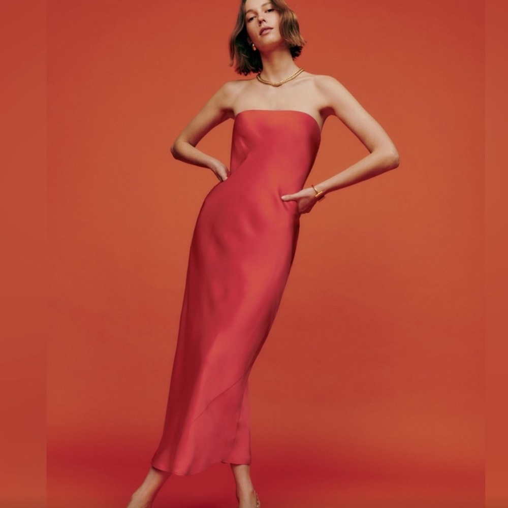 Red reformation joana silk dress in red